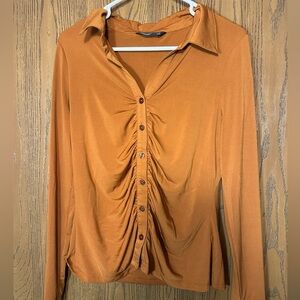 Vera Wang Rust Button-Down Shirt